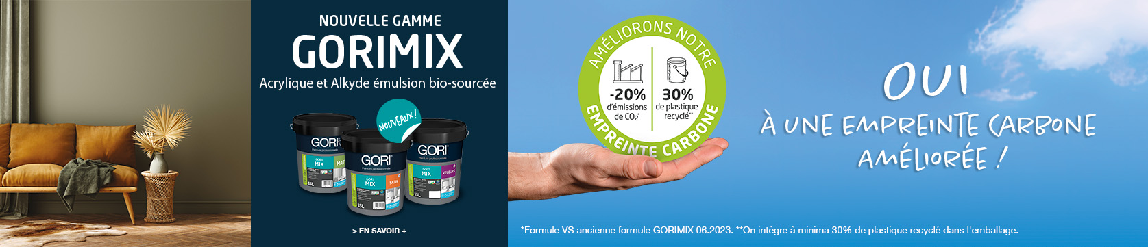 Nouvelle gamme GORIMIX acrylique et alkyde émulsion bio-sourcée